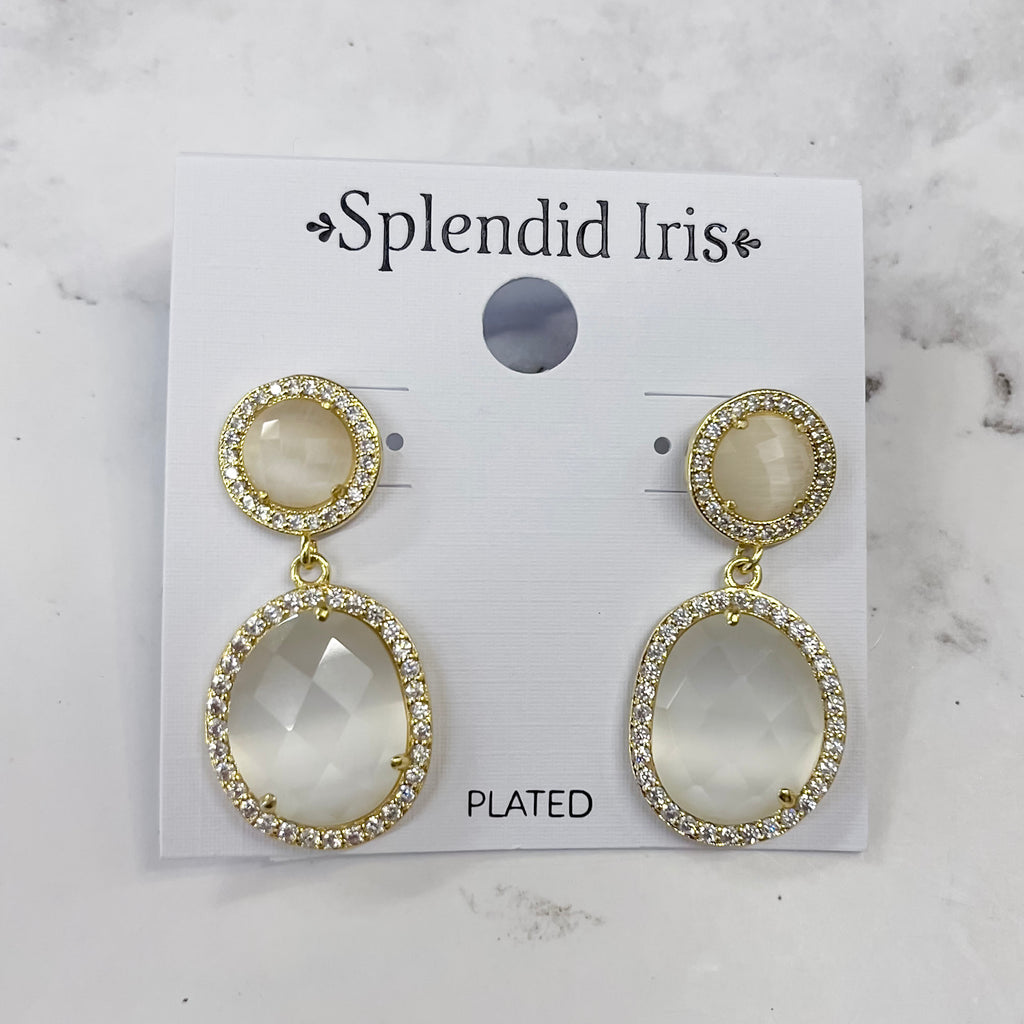 Pave Stone Double Drop Earrings - Lyla's: Clothing, Decor & More - Plano Boutique