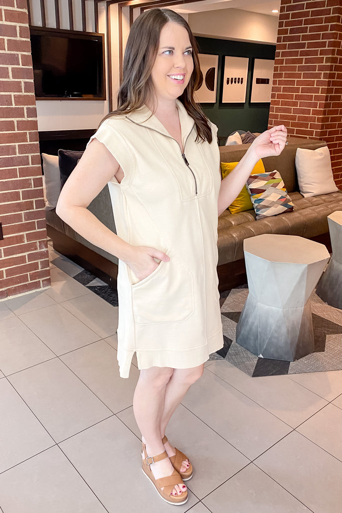 Zip It Up Light Taupe Dress - Lyla's: Clothing, Decor & More - Plano Boutique