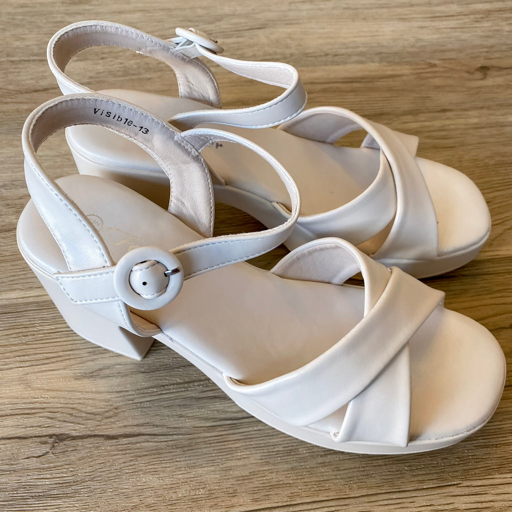Visible Cream Block Heel Sandal - Lyla's: Clothing, Decor & More - Plano Boutique