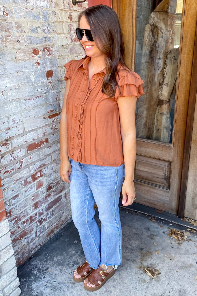 Ways to Go Mocha Textured Top - Lyla's: Clothing, Decor & More - Plano Boutique