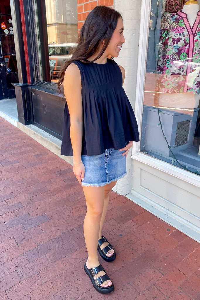 Like Me Now Pleated Black Top - Lyla's: Clothing, Decor & More - Plano Boutique