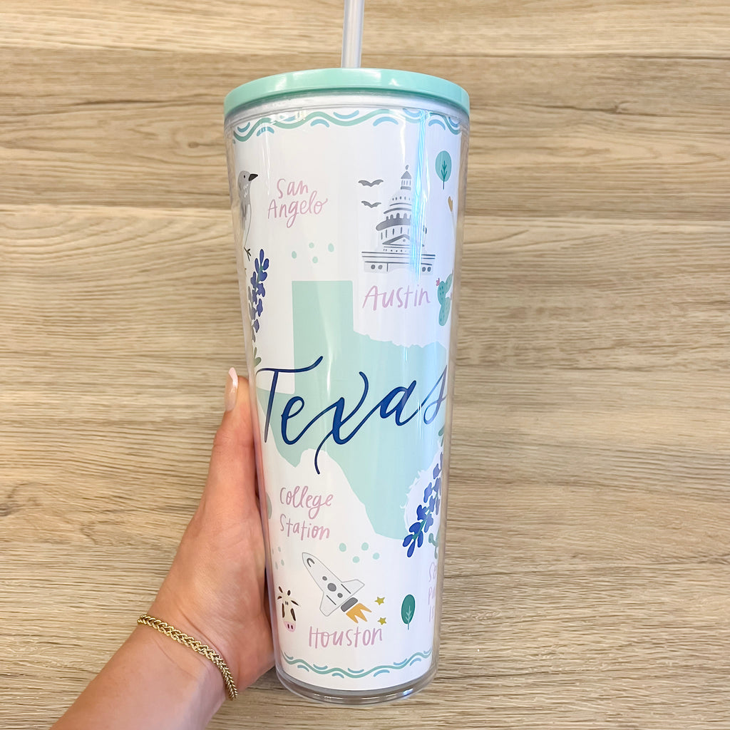 Texas Print Straw Tumbler - Lyla's: Clothing, Decor & More - Plano Boutique