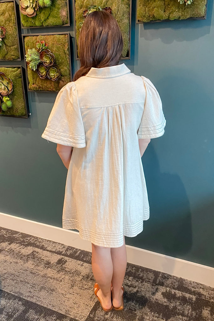 Been There Too Button Up Oatmeal Dress - Lyla's: Clothing, Decor & More - Plano Boutique