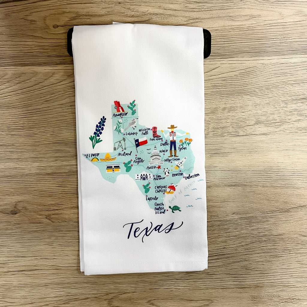 Texas Artwork Tea Towel - Lyla's: Clothing, Decor & More - Plano Boutique