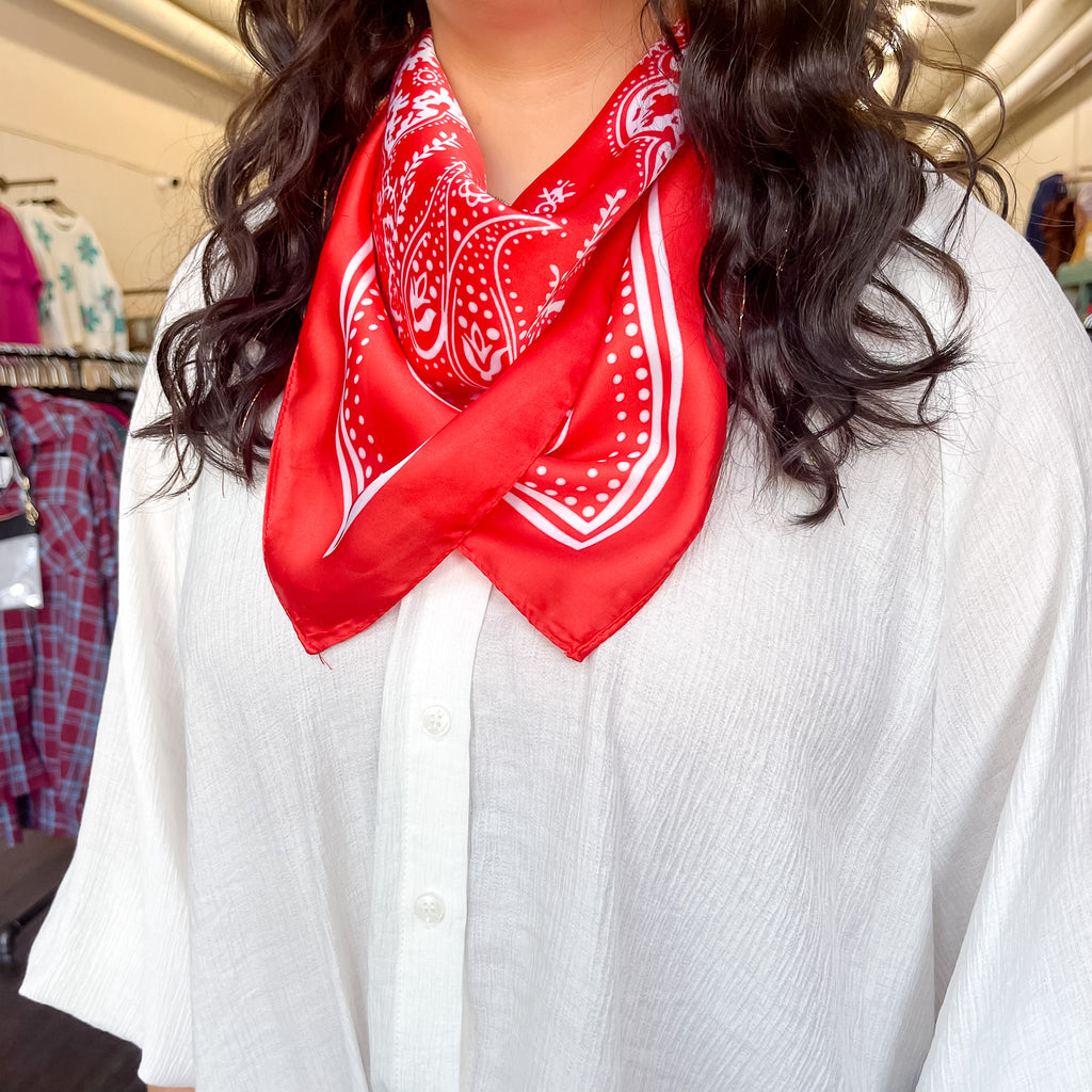 Red Bandana Print Scarf - Lyla's: Clothing, Decor & More - Plano Boutique