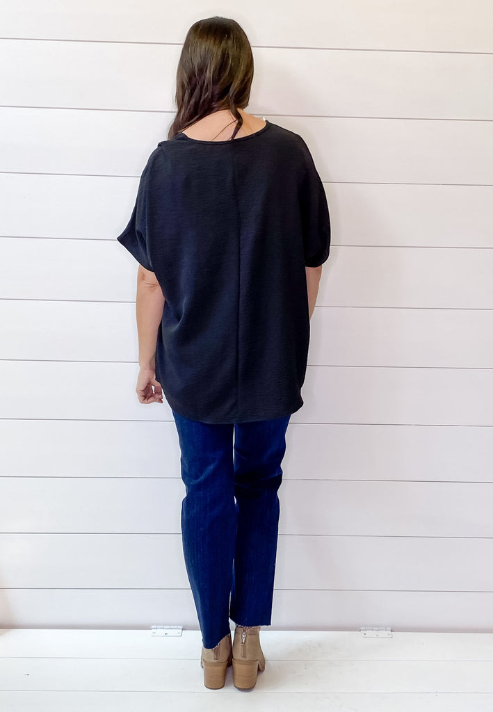 Simple V Neckline Black Top - Lyla's: Clothing, Decor & More - Plano Boutique