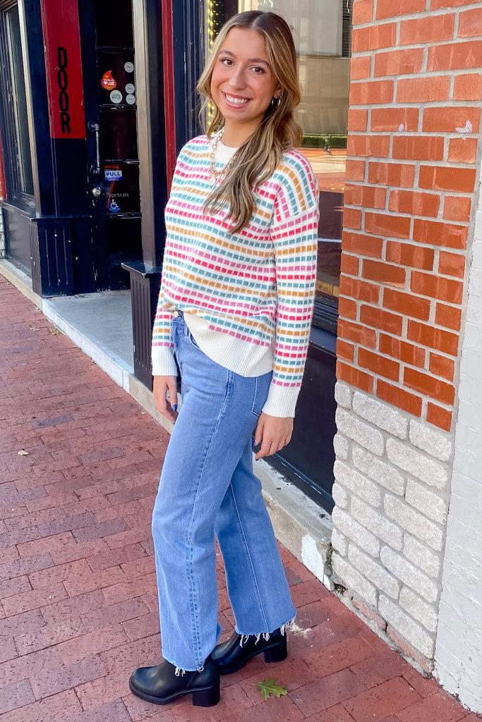 Teach Me How Confetti Striped Sweater - Lyla's: Clothing, Decor & More - Plano Boutique