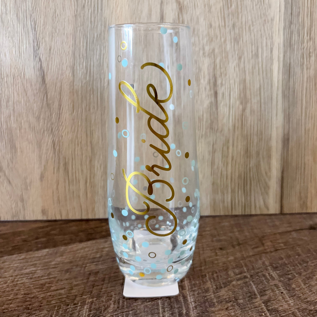 Bride Stemless Champagne Glass - Lyla's: Clothing, Decor & More - Plano Boutique