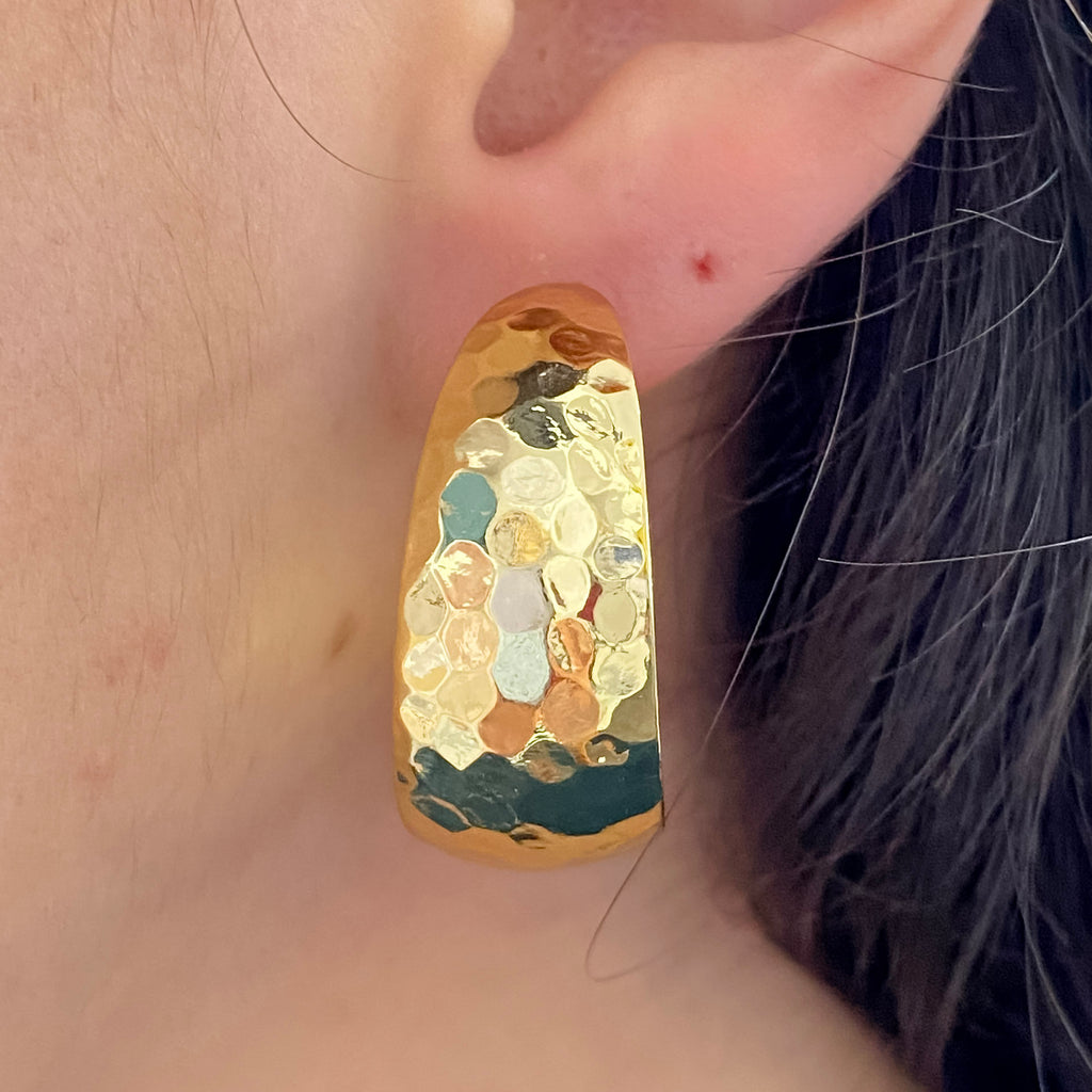 Large Textured Wide Rounded Hoops Gold - Lyla's: Clothing, Decor & More - Plano Boutique