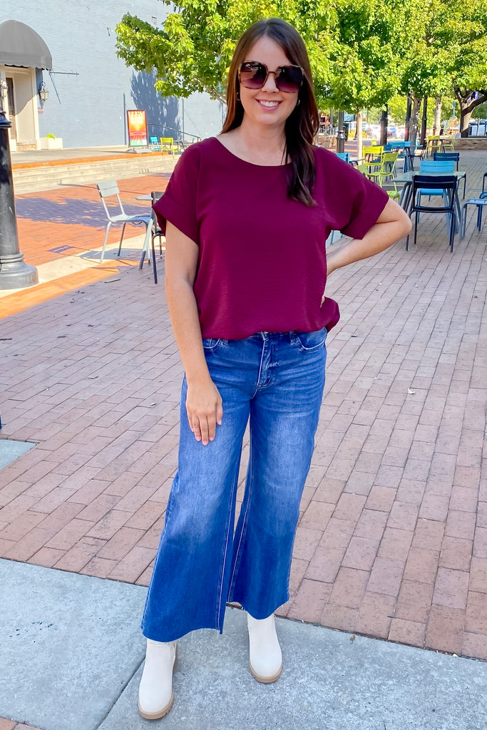 Scooped Up Burgundy Top - Lyla's: Clothing, Decor & More - Plano Boutique