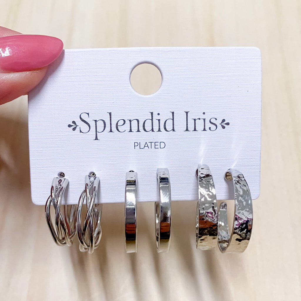 Assorted Textured Hoops Silver - Lyla's: Clothing, Decor & More - Plano Boutique