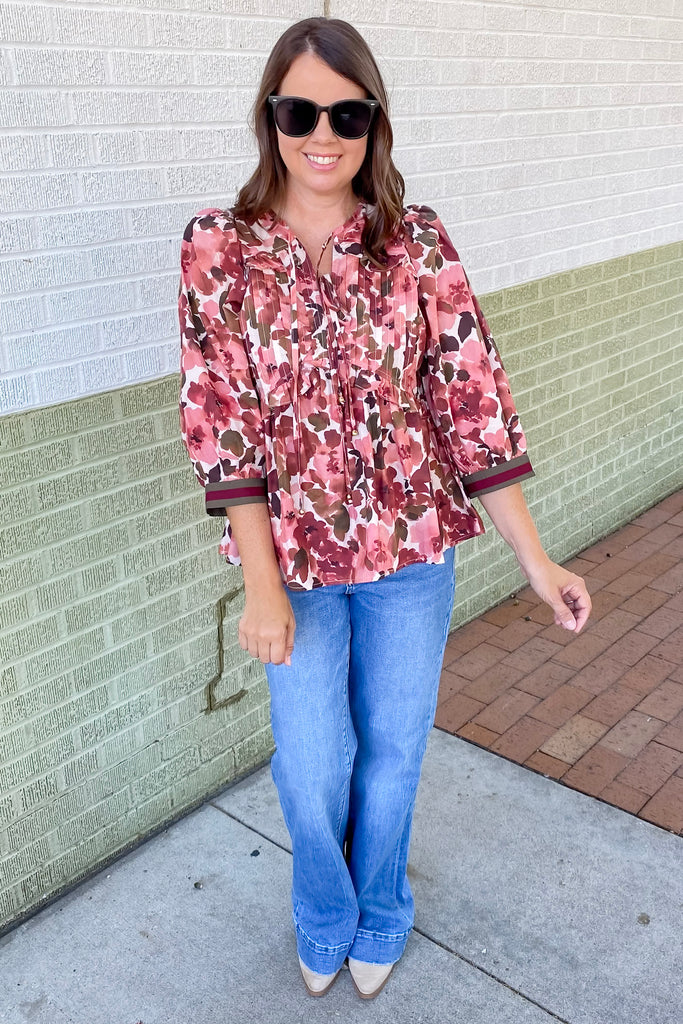 Tell a Friend Jewel Tone Wine Top - Lyla's: Clothing, Decor & More - Plano Boutique