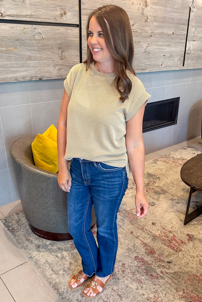 A Lylas Favorite Khaki Ribbed Top - Lyla's: Clothing, Decor & More - Plano Boutique