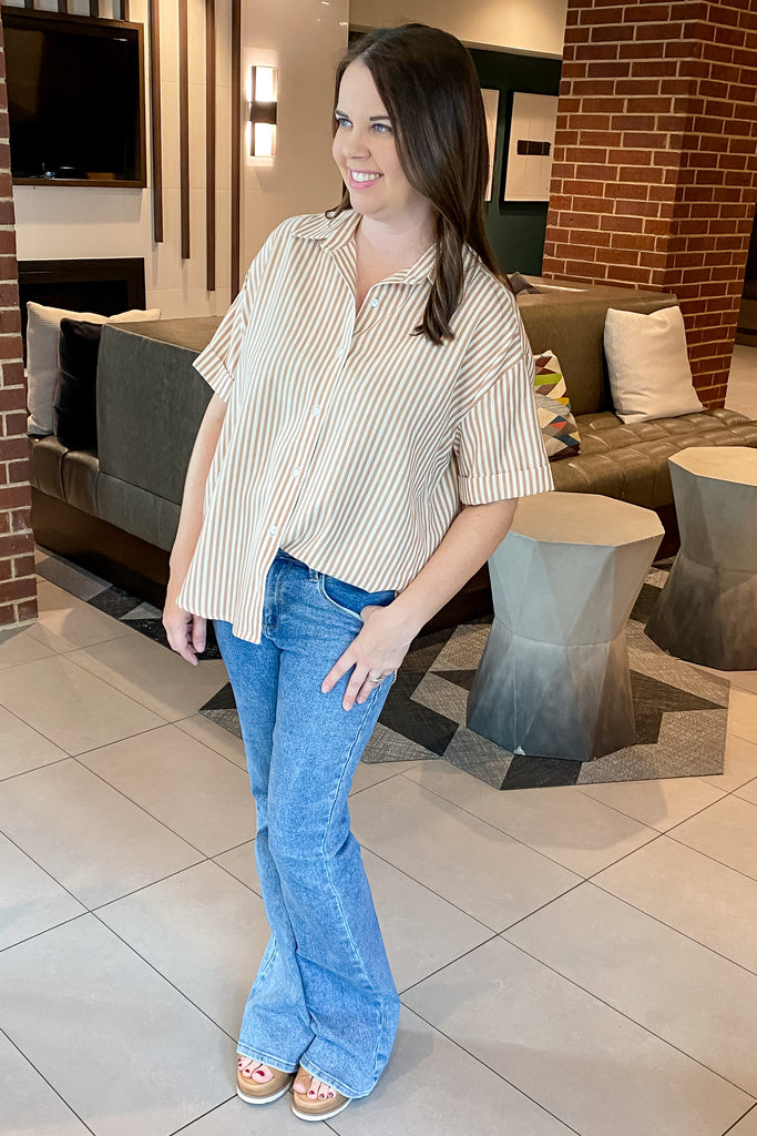 You Get This Brown Striped Top - Lyla's: Clothing, Decor & More - Plano Boutique