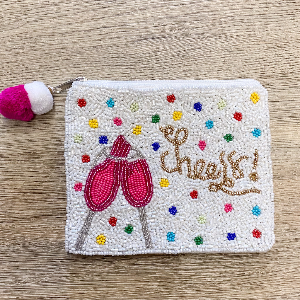 Cheers Colorful Beaded Pouch - Lyla's: Clothing, Decor & More - Plano Boutique