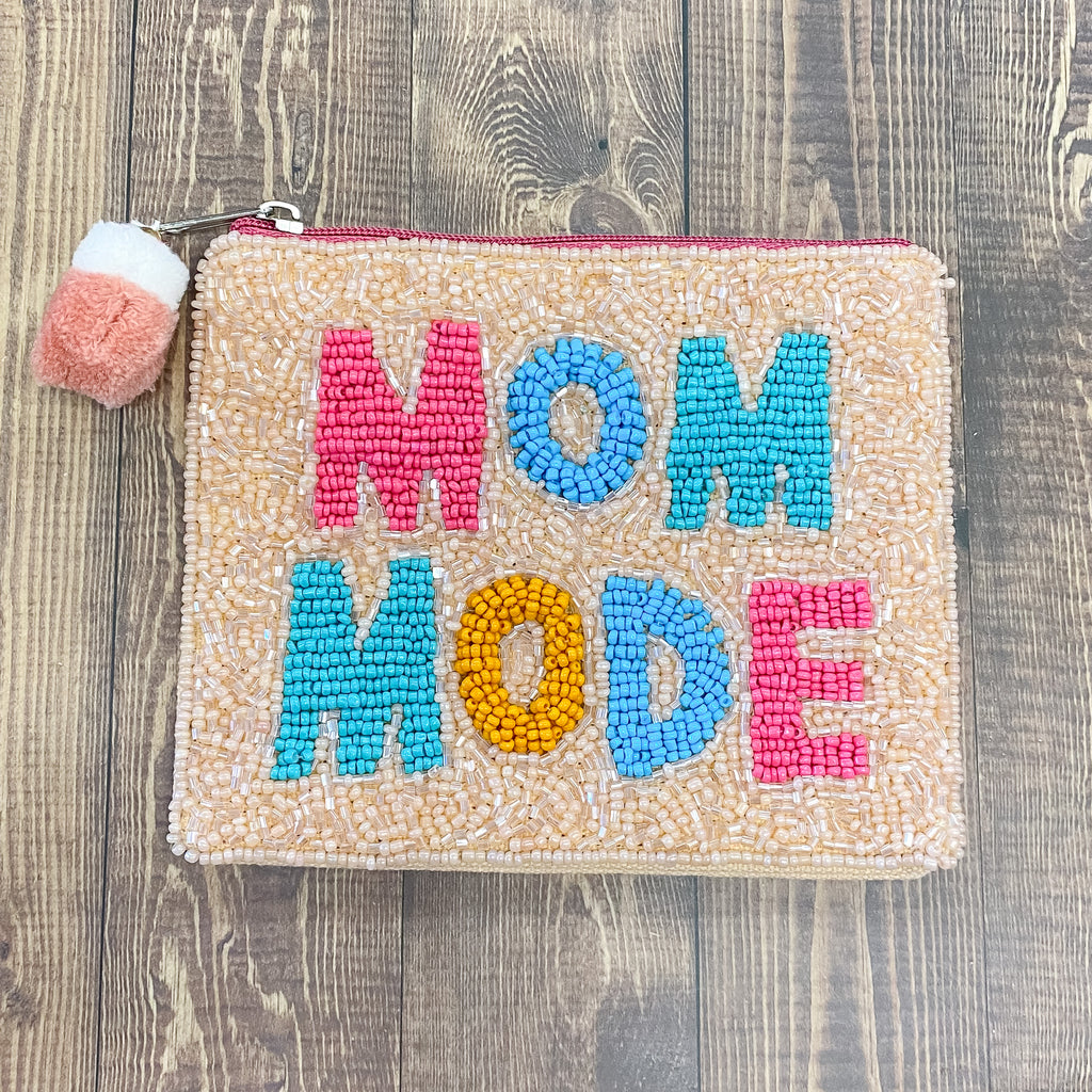 Mom Mode Beaded Pouch - Lyla's: Clothing, Decor & More - Plano Boutique