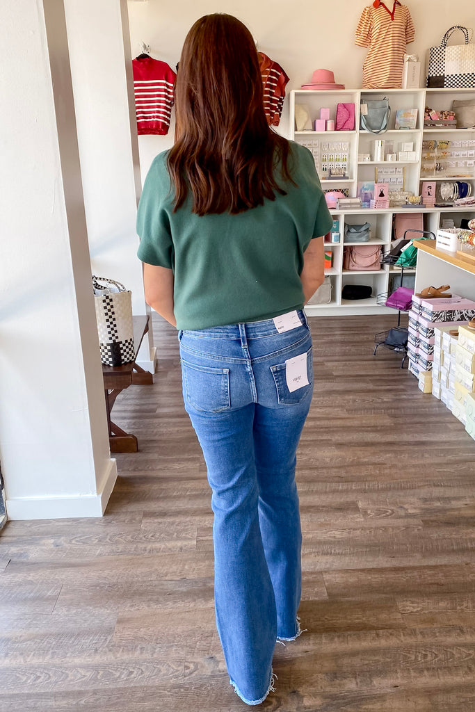Alison Sunfaded Mid Rise Kick Flare Denim by Vervet - Lyla's: Clothing, Decor & More - Plano Boutique