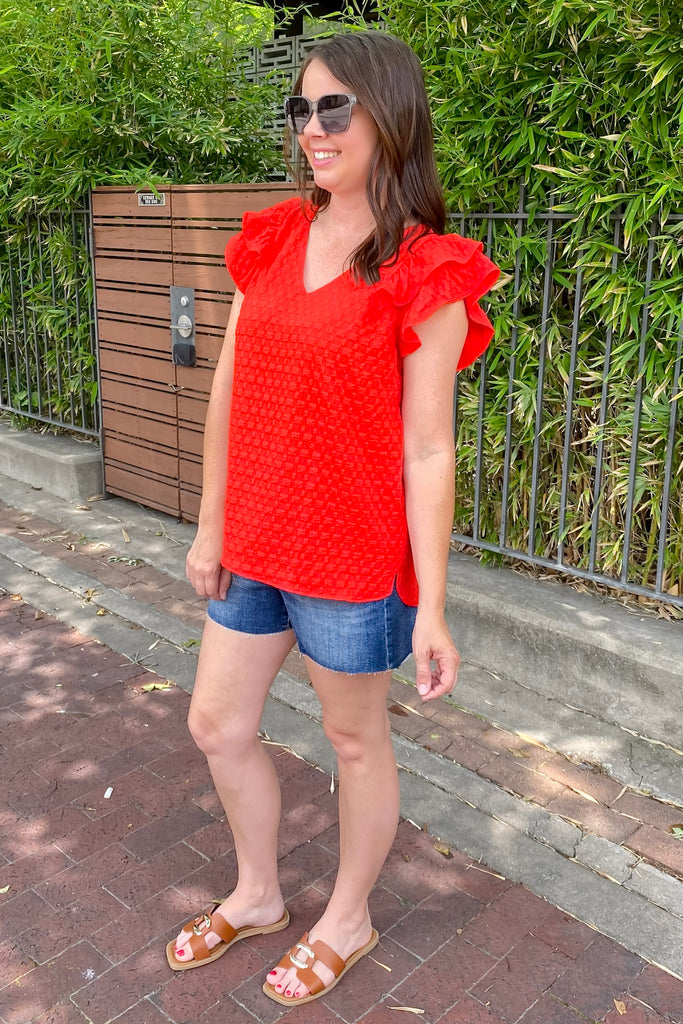 Ring a Bell Textured Red Top - Lyla's: Clothing, Decor & More - Plano Boutique