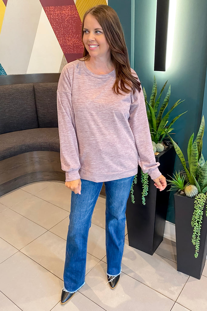 Moment In Time Dusty Lavender Sweater - Lyla's: Clothing, Decor & More - Plano Boutique