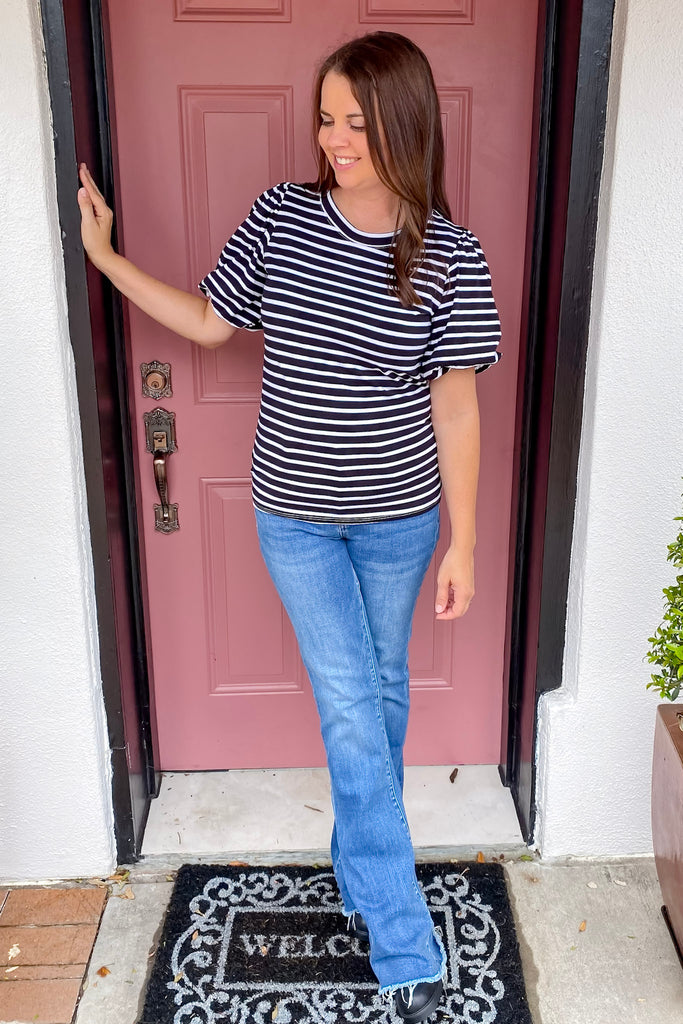 Fitted for You Black and White Striped Top - Lyla's: Clothing, Decor & More - Plano Boutique