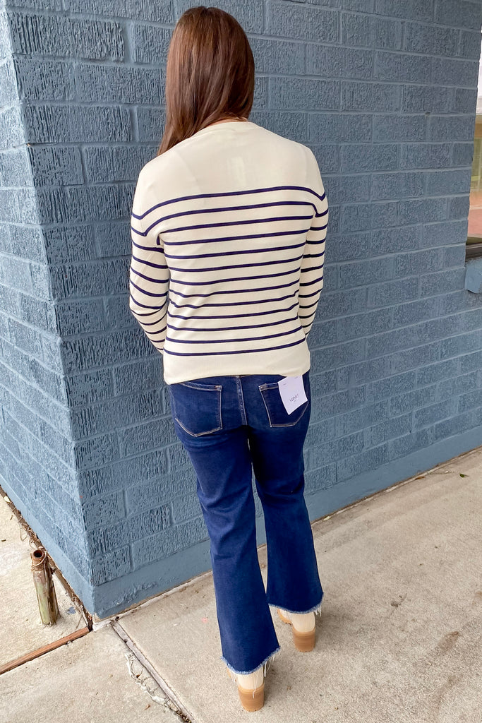 Longing for You Navy Striped Cream  Top - Lyla's: Clothing, Decor & More - Plano Boutique