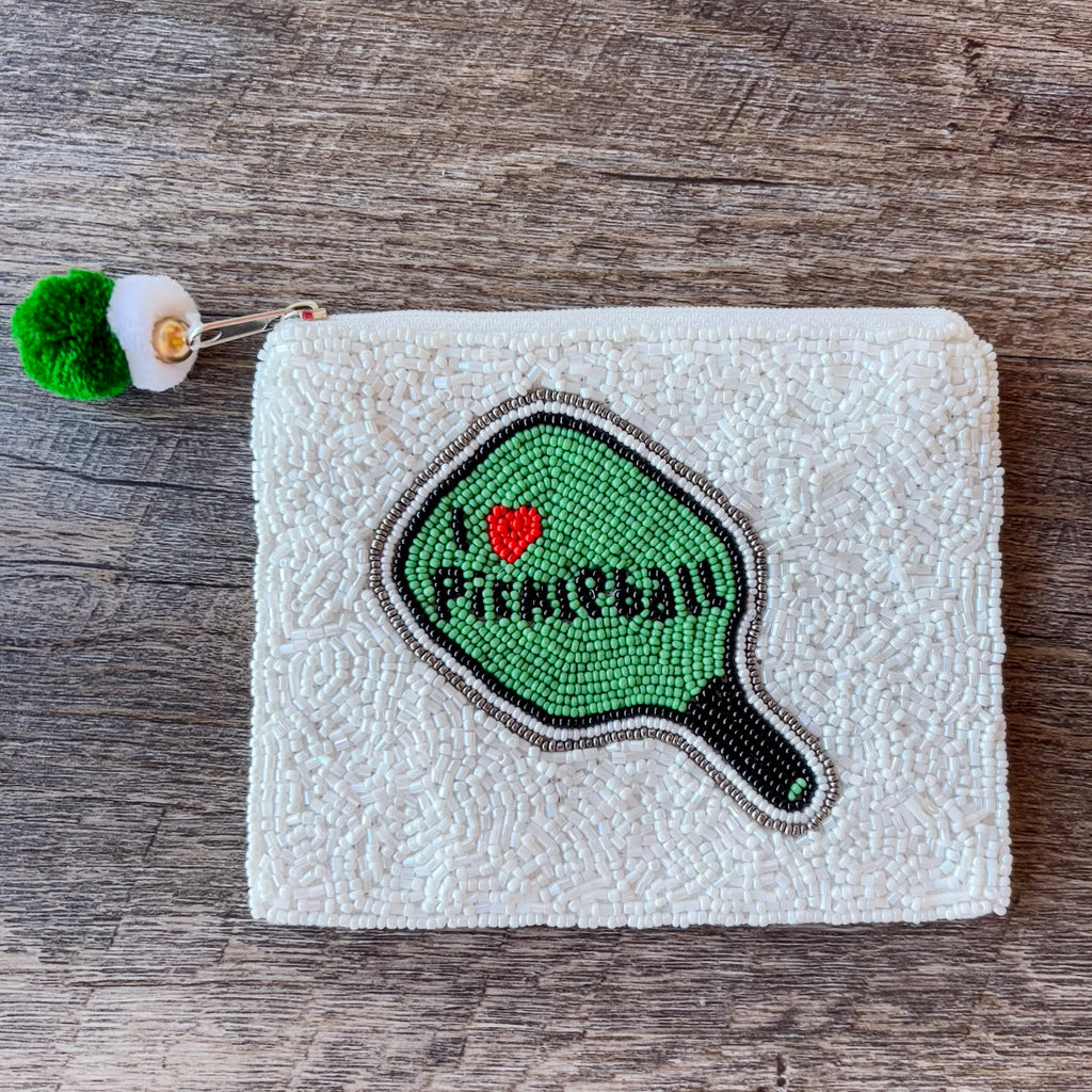 I Love Pickleball Beaded Pouch - Lyla's: Clothing, Decor & More - Plano Boutique