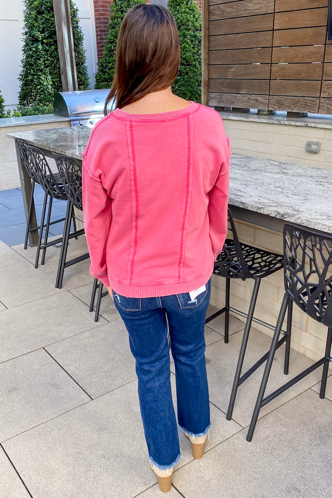 Bonfire Nights Magenta Pocket Sweater - Lyla's: Clothing, Decor & More - Plano Boutique