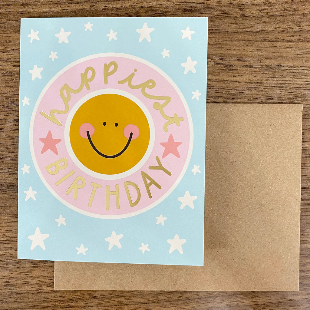 Happiest Birthday Smiley Face Greeting Card - Lyla's: Clothing, Decor & More - Plano Boutique
