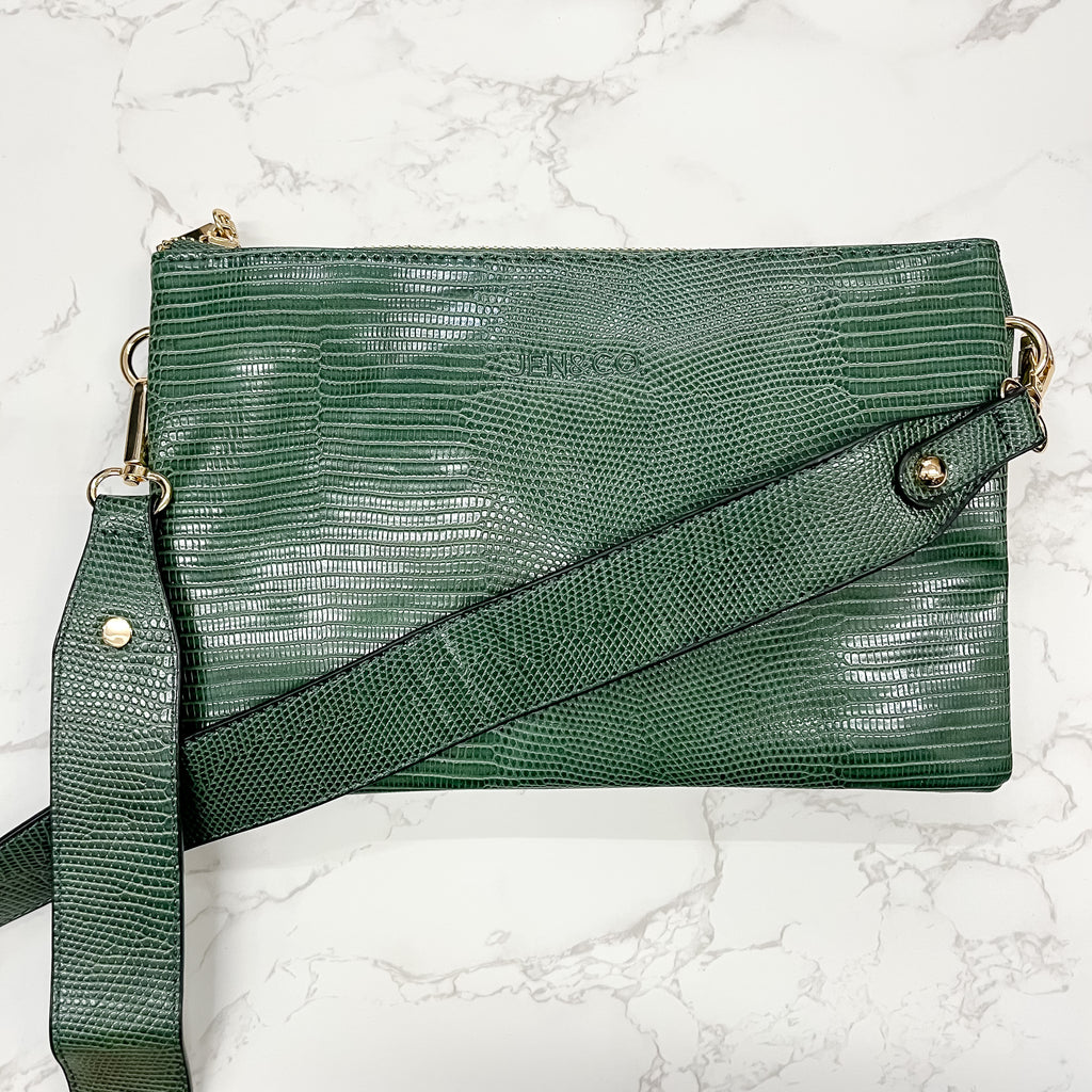 Jen & Co Izzy Lizard Crossbody Handbag - Green - Lyla's: Clothing, Decor & More - Plano Boutique