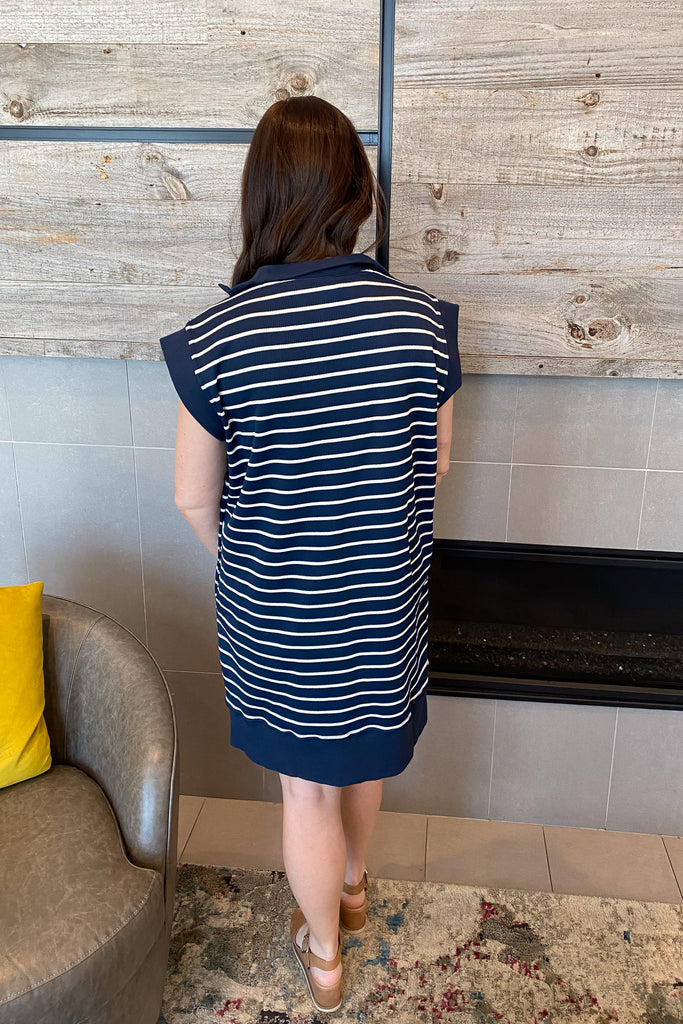 Striped Out Navy Dress - Lyla's: Clothing, Decor & More - Plano Boutique