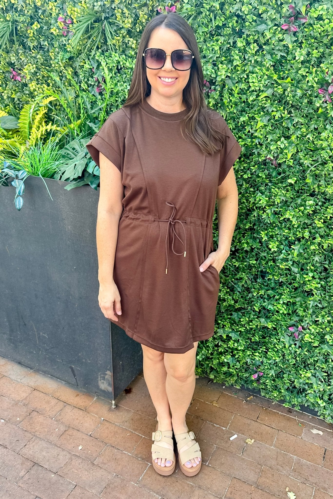 chocolate brown dress casual Perfect Harmony Pleated Coco DND5 its the dress youll Accademia Black Velvet Bell Dress's Color:64#-Blue