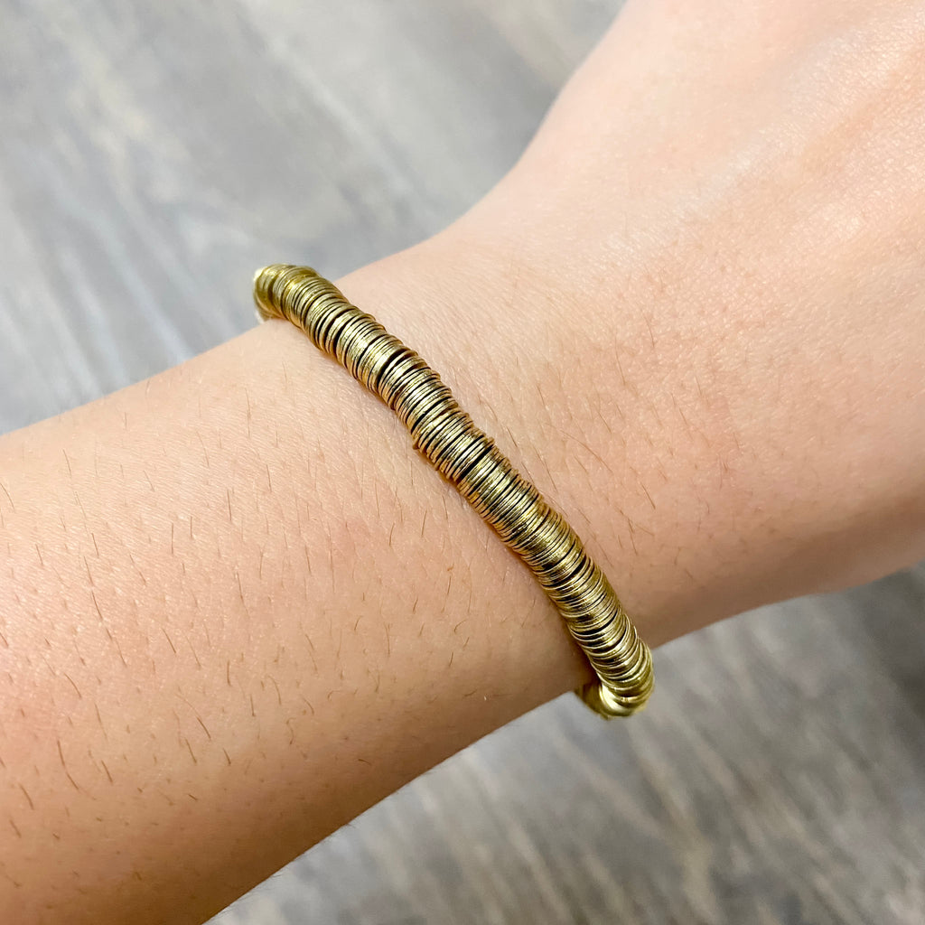 Grace Solid Stretch Bracelet Gold By Ink & Alloy - Lyla's: Clothing, Decor & More - Plano Boutique