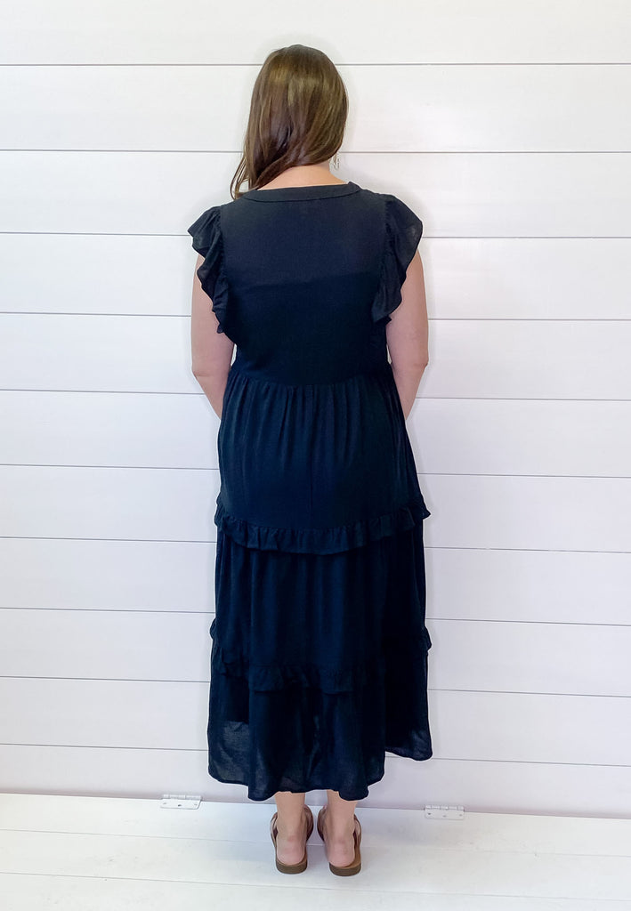 Down the Way Black Midi Dress - Lyla's: Clothing, Decor & More - Plano Boutique