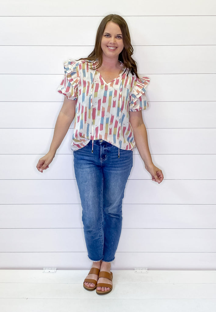 Dance with You Cream Pink Print Top - Lyla's: Clothing, Decor & More - Plano Boutique