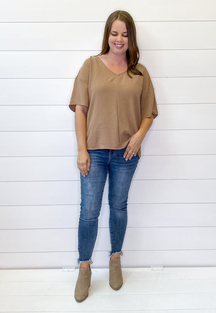 Cappuccino V Neckline Top - Lyla's: Clothing, Decor & More - Plano Boutique