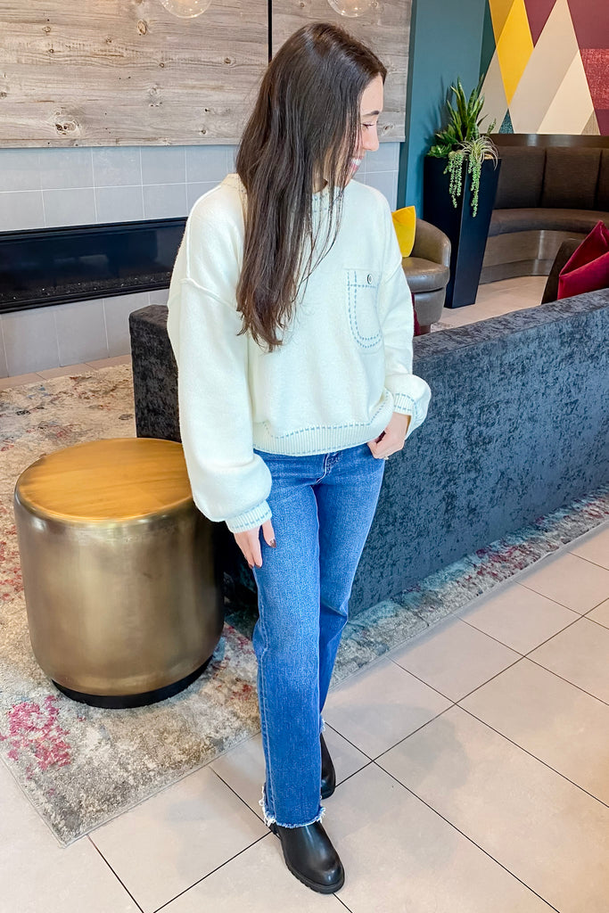Snowbound Stitch Detail Cream Sweater - Lyla's: Clothing, Decor & More - Plano Boutique