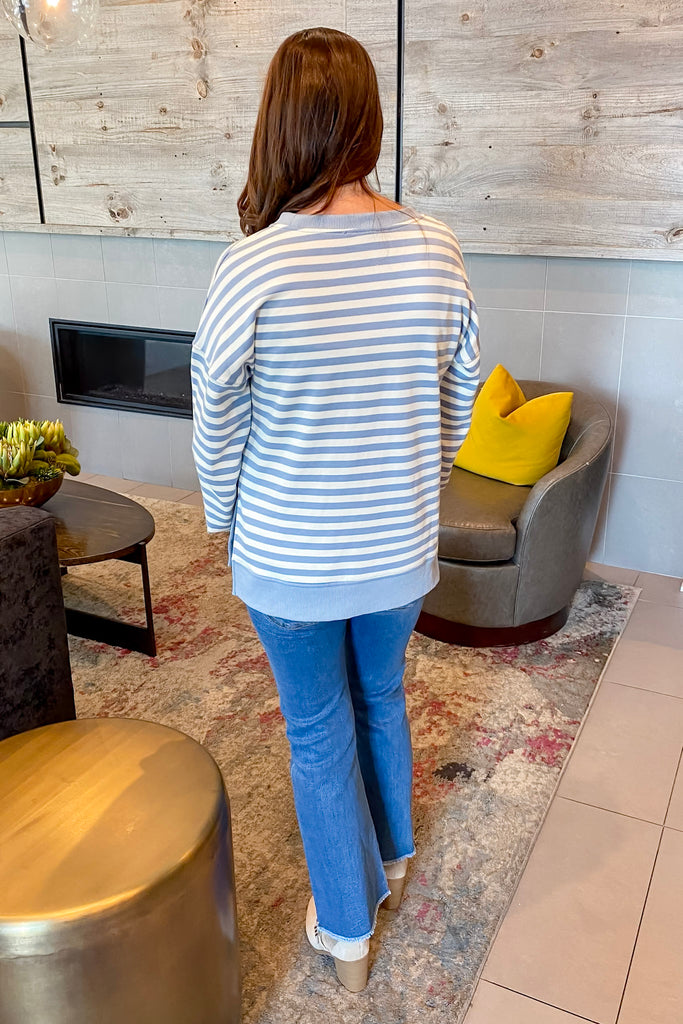 Daydream Striped Blue Sweater - Lyla's: Clothing, Decor & More - Plano Boutique