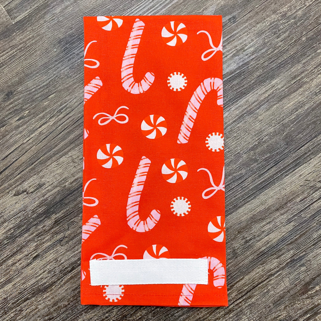 Peppermint Candy Canes Christmas Tea Towel - Lyla's: Clothing, Decor & More - Plano Boutique