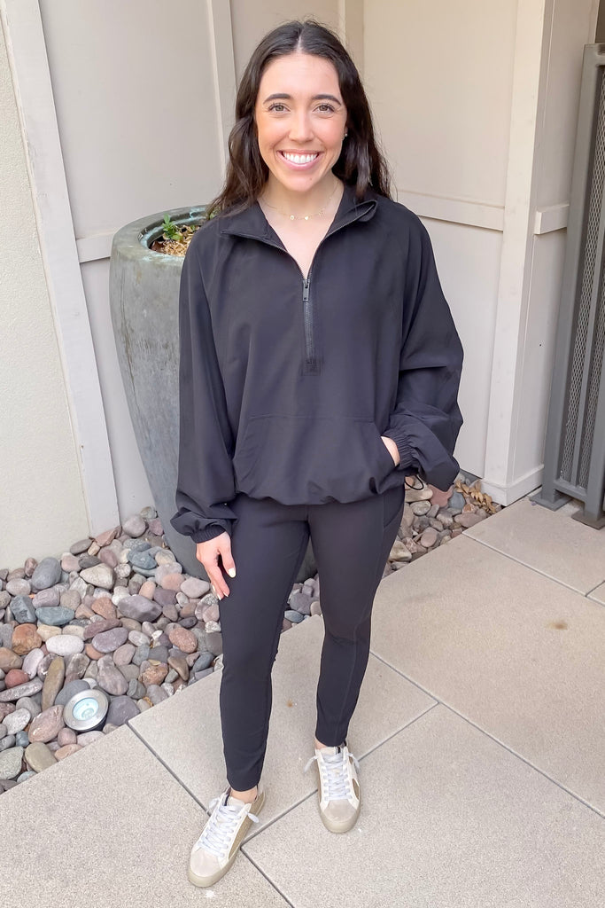 Athleisure Cropped Active Pullover Black Jacket - Lyla's: Clothing, Decor & More - Plano Boutique