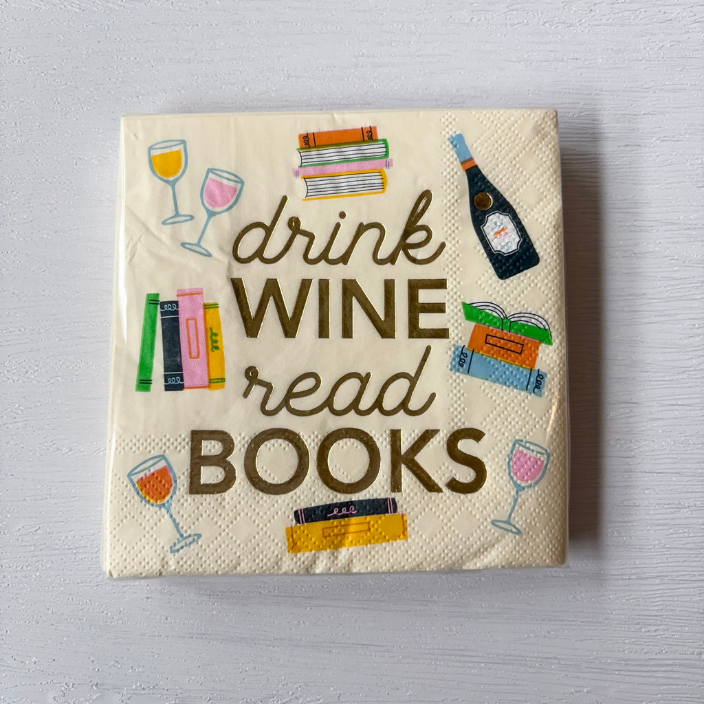 Drink Wine Read Books Foil Cocktail Napkins - Lyla's: Clothing, Decor & More - Plano Boutique