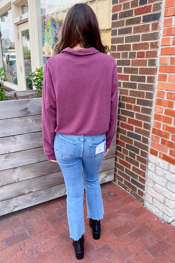 Sporty Twist Half Zip Dark Cherry Sweater - Lyla's: Clothing, Decor & More - Plano Boutique