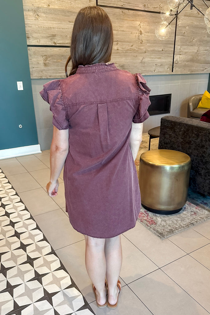 After Another Day Washed Button Down Wine Dress - Lyla's: Clothing, Decor & More - Plano Boutique