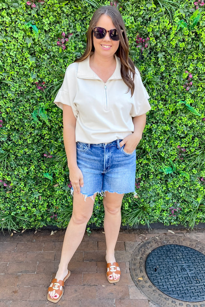 Jayde Open Minded High Rise Boyfriend Denim Shorts by Vervet - Lyla's: Clothing, Decor & More - Plano Boutique