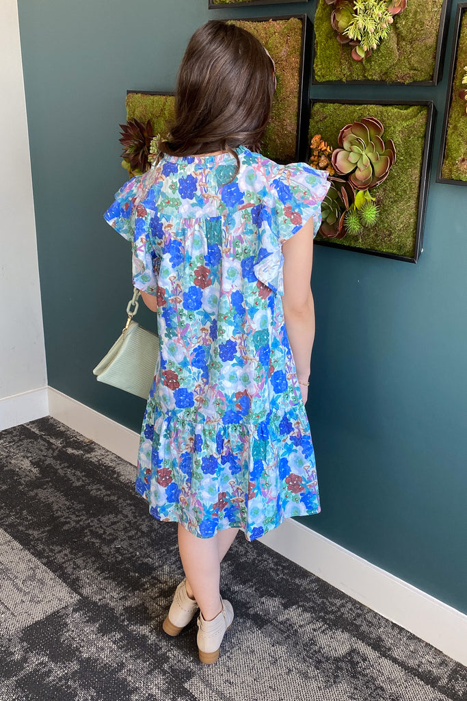 Light Up the Day Floral Print Blue Dress - Lyla's: Clothing, Decor & More - Plano Boutique