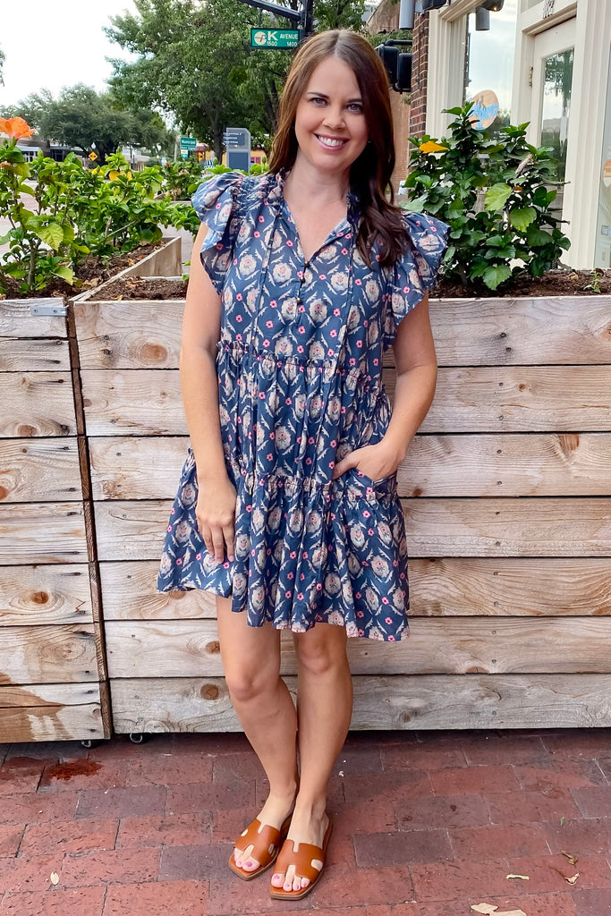 Get to The Point Print Ash Green Dress - Lyla's: Clothing, Decor & More - Plano Boutique