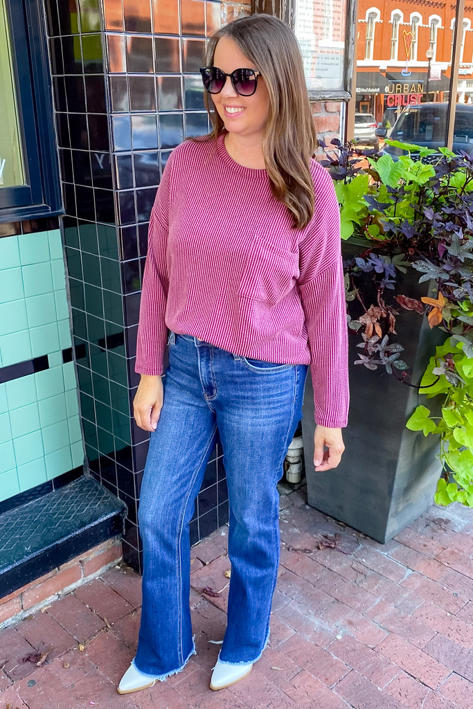Came Here For You Dark Wine Ribbed Top - Lyla's: Clothing, Decor & More - Plano Boutique