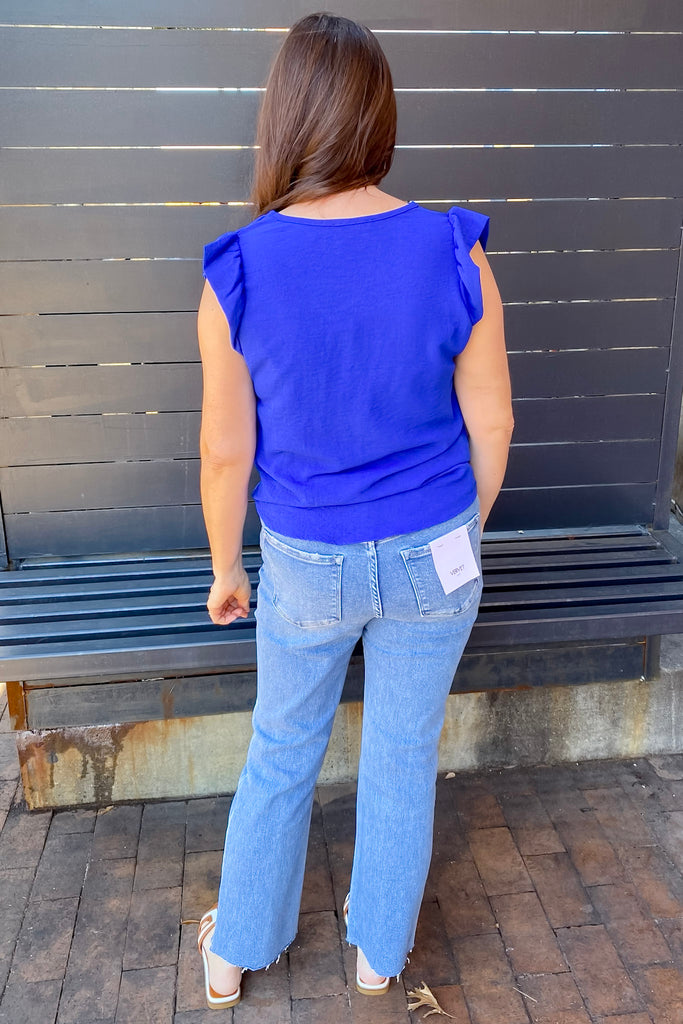A Lil Ruffle V Neckline Royal Top - Lyla's: Clothing, Decor & More - Plano Boutique