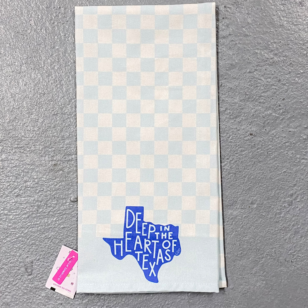 Deep in the Heart of Texas Checkerboard Tea Towel - Lyla's: Clothing, Decor & More - Plano Boutique