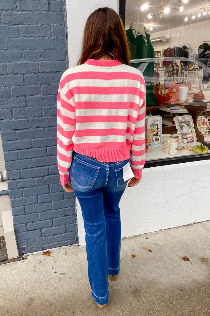 Enjoy Your Day Striped Pink and Cream Sweater - Lyla's: Clothing, Decor & More - Plano Boutique