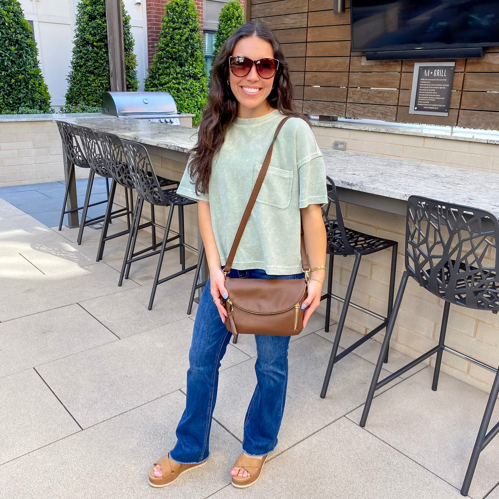 Jen & Co Aubree Flapover Crossbody Bag - Brown - Lyla's: Clothing, Decor & More - Plano Boutique